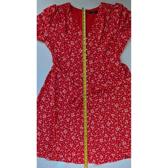 Lauren Ralph Lauren Red Floral Midi Dress Button Front Size 16W - Picture 10 of 11